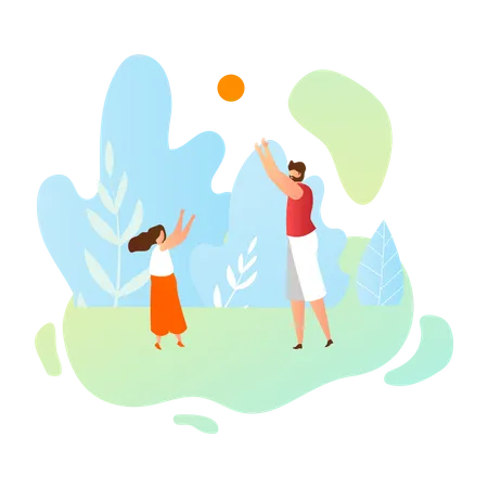 Father playing with her daughter  Illustration