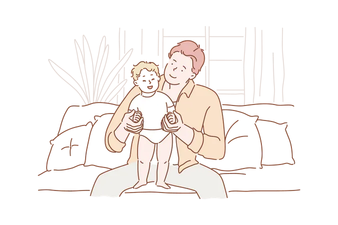 Father playing with his son  Illustration