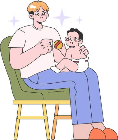 Father playing with little kid  Illustration