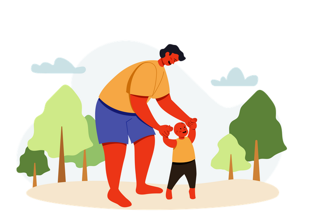 Father playing with little son Illustration