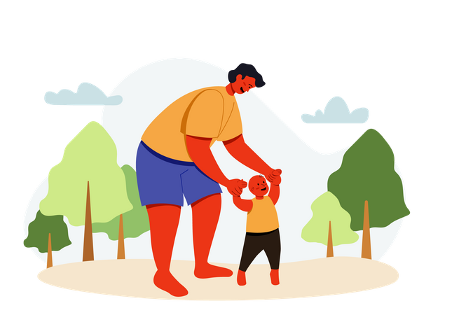 Father playing with little son  Illustration