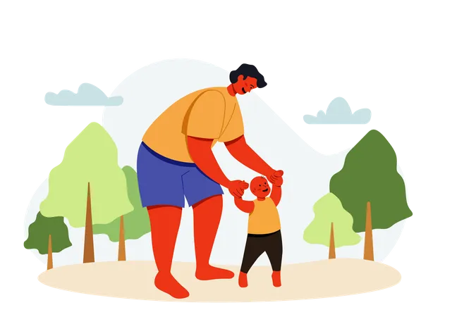 Father playing with little son  Illustration