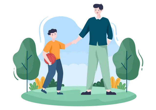 Father playing with son Illustration