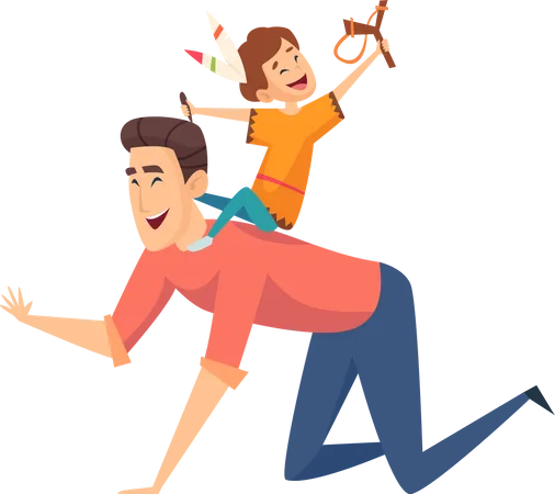 Father playing with son  Illustration