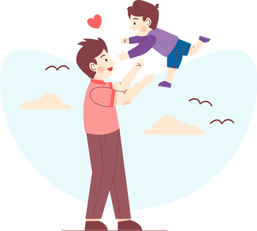 Father playing with Son Illustration