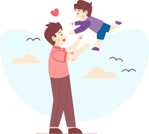 Father playing with Son Illustration