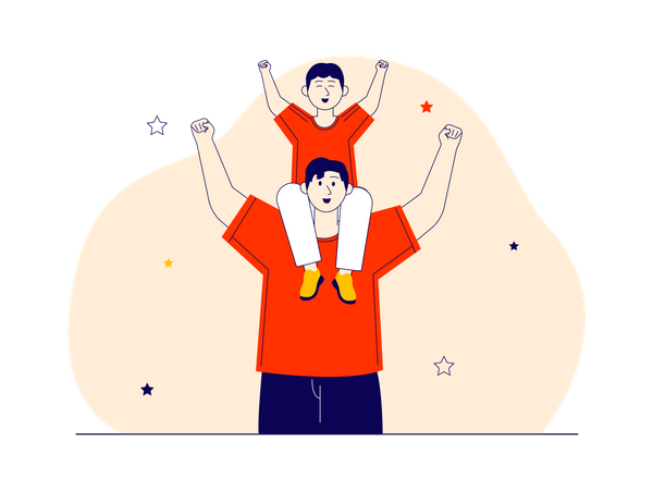 Father playing with son  Illustration