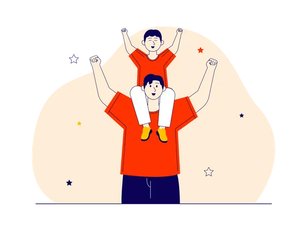 Father playing with son  Illustration