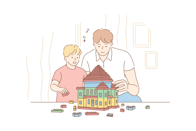 Father playing with son  Illustration