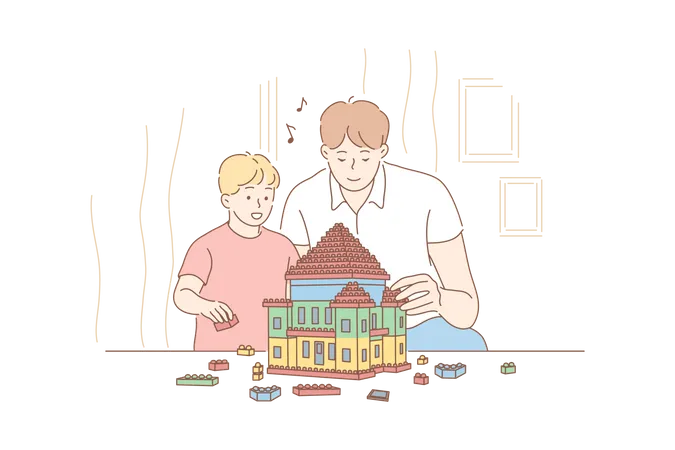 Father playing with son  Illustration