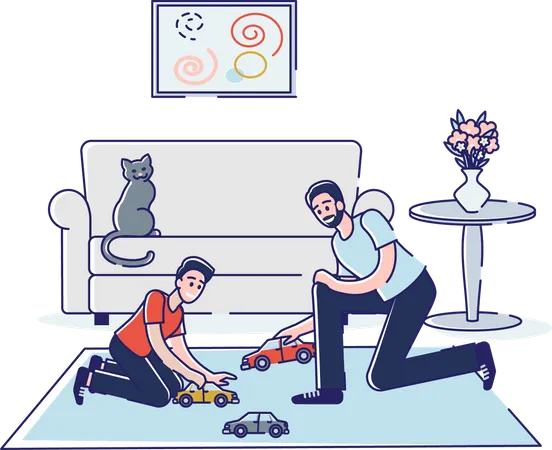 Father playing with son  Illustration