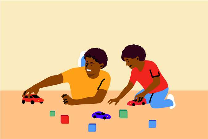 Father playing with son  Illustration