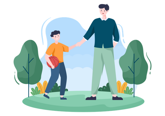 Father playing with son  Illustration