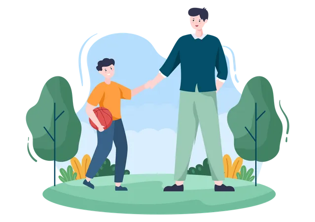 Father playing with son  Illustration