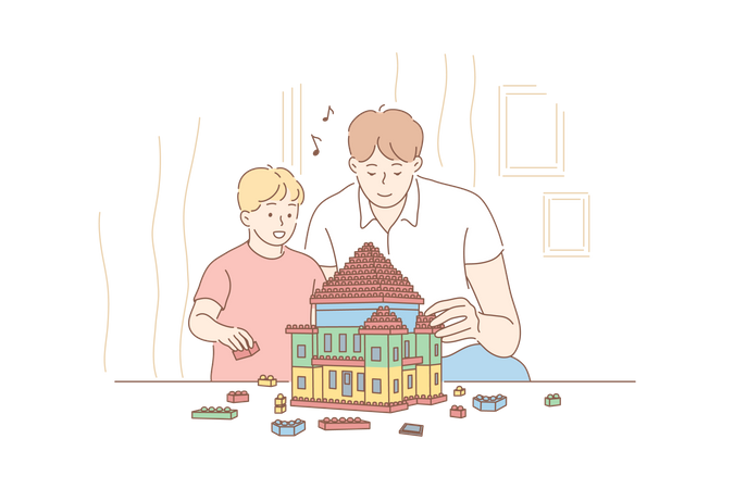 Father playing with son  Illustration