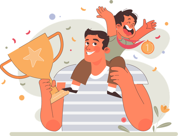 Father praise his child for achievements  Illustration