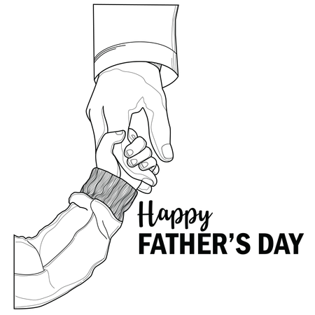 Happy Fathers Day Concept Background Image With Father Hand Holdling His Baby Or Child Silhouette Vector Illustration Art And Copy Space Illustration