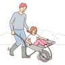 illustrations for pushing wheelbarrow