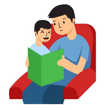 Father Reading Book  Illustration