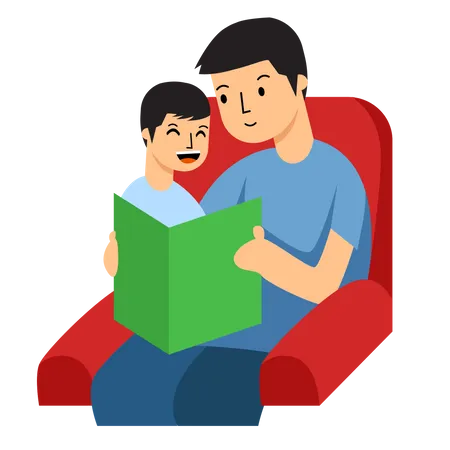 Father Reading Book  Illustration