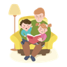 free father reading story illustrations