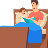 father reading story illustration free download