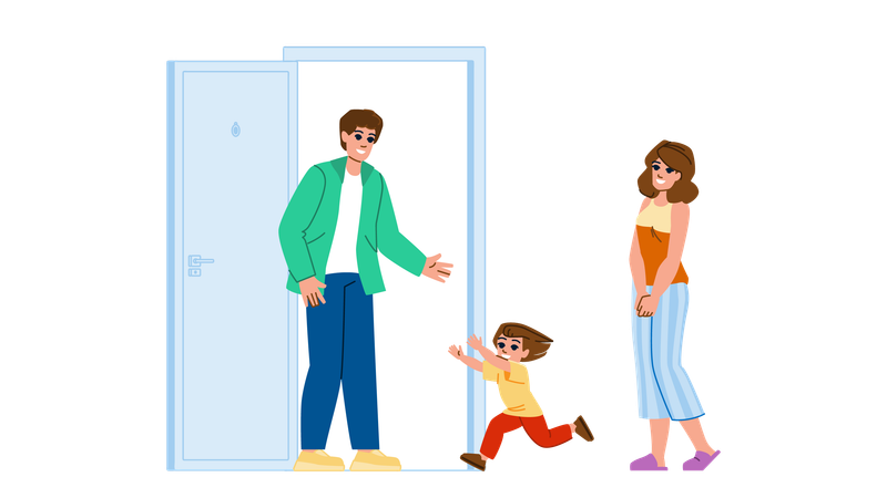 Father returns home  Illustration