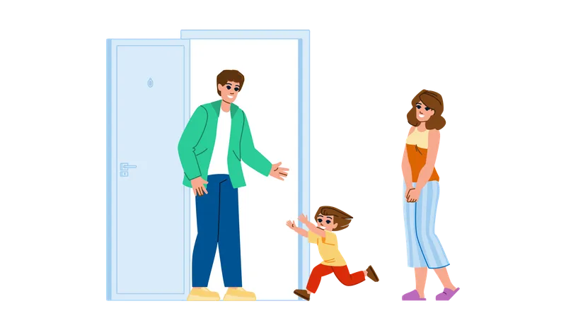 Father returns home  Illustration