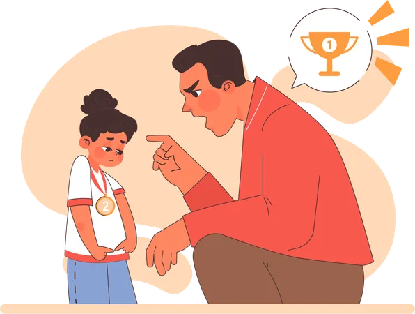 Father scolding her daughter  Illustration