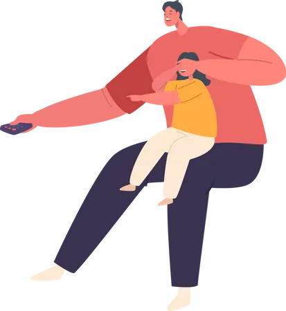 Father Shielding His Child From Harmful Online Content  Illustration