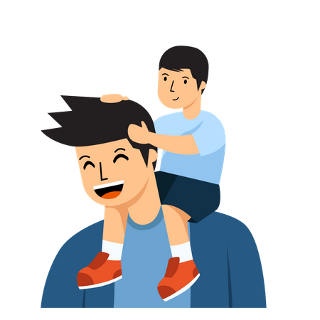 Father Shoulder Ride  Illustration