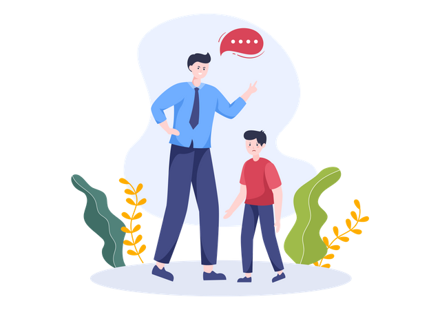 Father shouting at his son Illustration