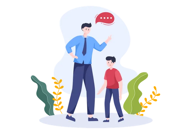Father shouting at his son Illustration