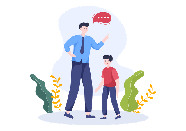 Father shouting at his son  Illustration