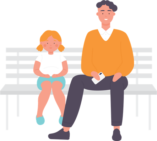 Father Sitting With Daughter  Illustration