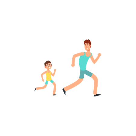 Father son going on jogging  Illustration