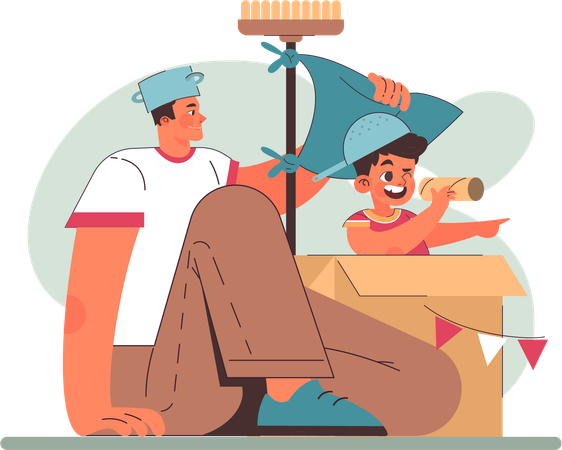 Father Spending quality time with son  Illustration