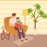 illustrations for father reading fairytale story