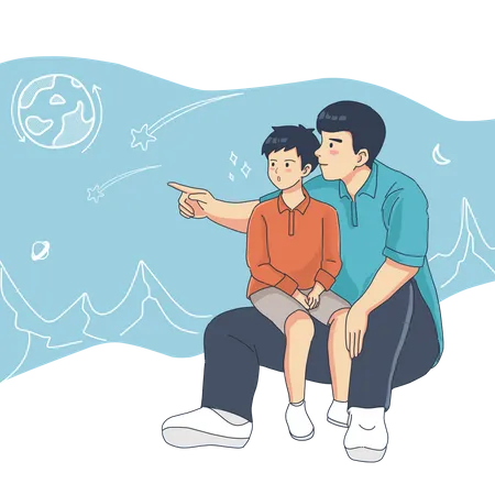 Father spending time with his son  Illustration