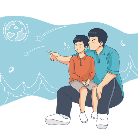 Father spending time with his son  Illustration