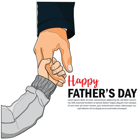 Happy Fathers Day Concept Background Image With Father Hand Holdling His Baby Or Child Silhouette Vector Illustration Art And Copy Space Illustration