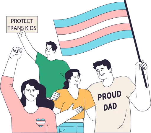 Father supporting trans kid  Illustration