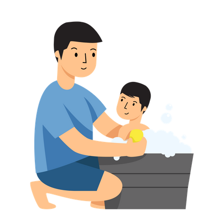 Father Take a Bath  Illustration
