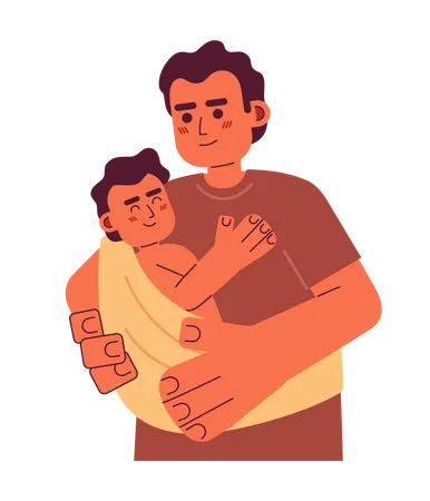 Father taking baby everywhere  Illustration