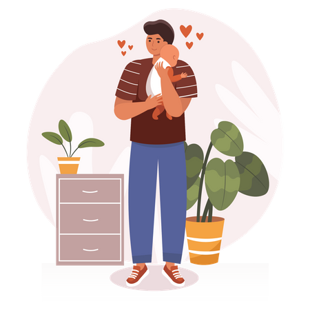Father taking care of their baby Illustration