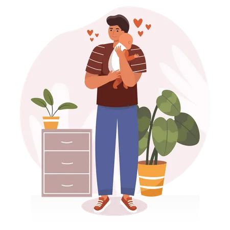 Father taking care of their baby  Illustration