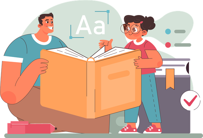 Father teaching to daughter  Illustration