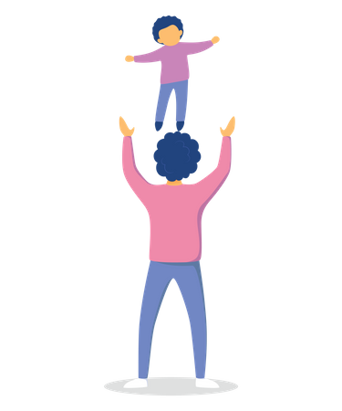 Father throwing son in air  Illustration