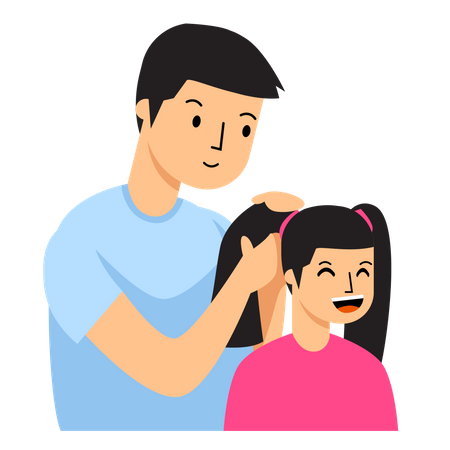 Father Tie Hair  Illustration