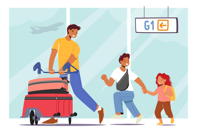 Father Travelling Illustration
